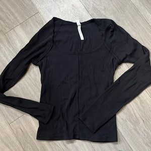 Free people long sleeve square neck ribbed t-shirt size small